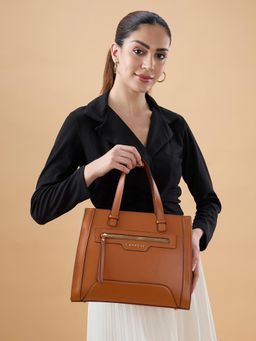 Caprese - Women Cuba Tan Satchel Bag with Detachable Strap