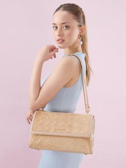 Caprese - Women Katherine Alpine Oat Monogram Velvet Sling Bag