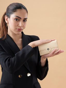 Caprese - Women Carol Beige Textured Flap Wallet