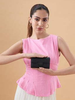 Caprese - Women Carol Black Textured Flap Wallet