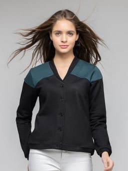 SHAYE - Black Fleece Full Sleeves Cardigan