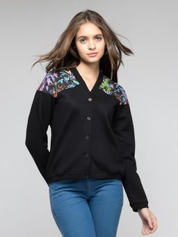 SHAYE - Black Fleece Full Sleeves Cardigan