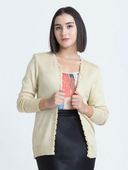 SHAYE - Beige Wool Full Sleeves Cardigan