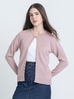 SHAYE - Pink Wool Full Sleeves Cardigan