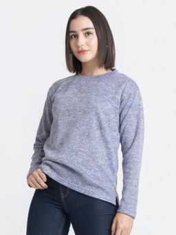 SHAYE - Blue Wool Full Sleeves Sweater