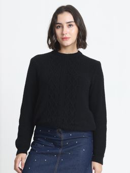 SHAYE - Black Wool Full Sleeves Sweater