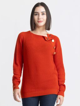 SHAYE - Coral Wool Full Sleeves Sweater