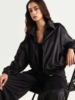 RAREISM - Black Polyester Full Sleeves Jacket