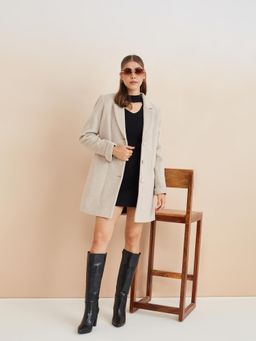 Latin Quarters - Beige Polyester Full Sleeves Overcoat