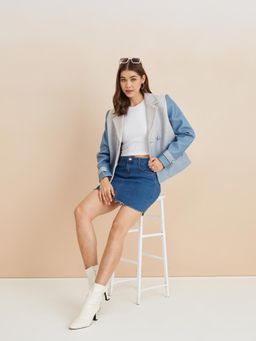 Latin Quarters - Blue Polyester Full Sleeves Overcoat