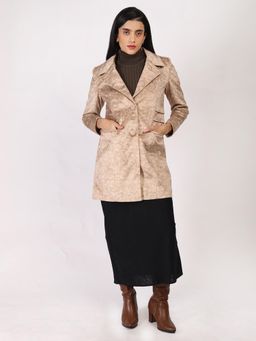 HONNETE - Women Gold Regular Fit Solid Parka Coat
