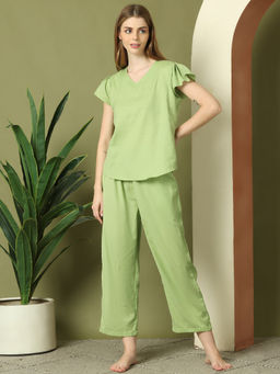 TAG 7 - Women Green Cotton Top with Pyjama