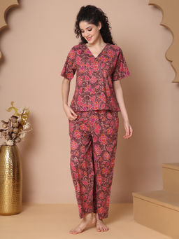 TAG 7 - Women Brown Cotton Top with Pyjama