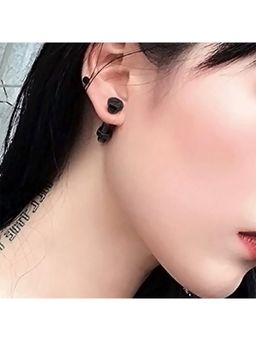 Yellow Chimes - Black -toned 316L Stainless Steel Screw Shaped Stud Earrings