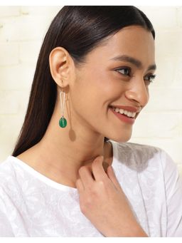 Fabindia - Sterling Silver Green Drop Dangler Earrings
