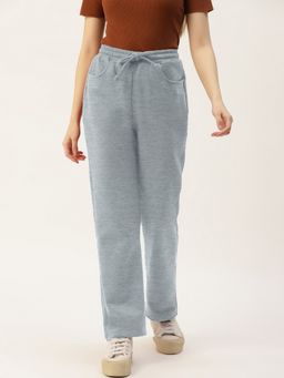 BRINNS - Grey Women Solid Relaxed Straight Fit Pant