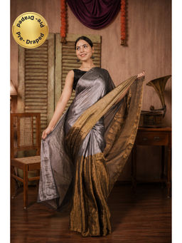 Isadora Life - Womens Woven Tassels Multi-Color Pre-Draped Saree With Unstitched Blouse