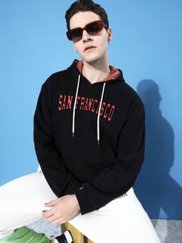 DILLINGER - Black Typographic Oversized Hooded Sweatshirt