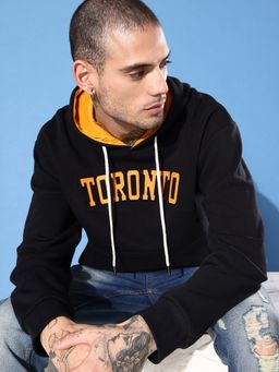 DILLINGER - Black Typographic Oversized Hooded Sweatshirt