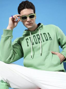 DILLINGER - Green Typographic Oversized Hooded Sweatshirt