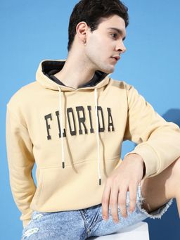 DILLINGER - Beige Typographic Oversized Hooded Sweatshirt
