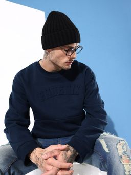 DILLINGER - Navy Blue Typography Oversized Sweatshirt