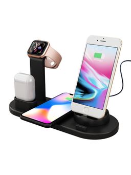 pTron - Bullet WX4 3in1 Multi-Function Charging Stand for iOS Devices, 10W Wireless Charging - Black