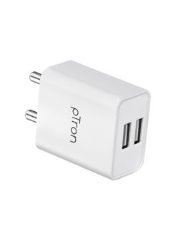 pTron - Volta Dual Port 12W Fast Charging USB Charger Adapter, Multi-Layer Protection - White