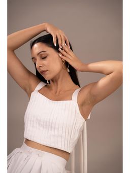 Shibui - Alba White Pleated Crop Top