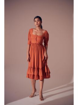Shibui - Ibiza Rust Square Neck Dress