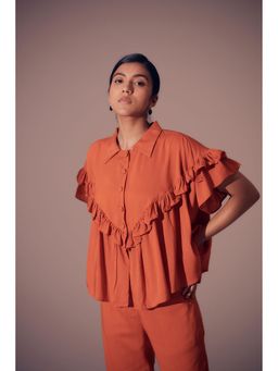Shibui - Fiji Rust Ruffled Sleeves Shirt