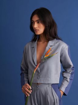 Shibui - Sage Grey Colorblock Crop Blazer