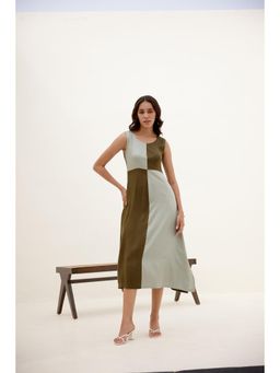 Shibui - Clover Olive and Grey Colorblock Dress