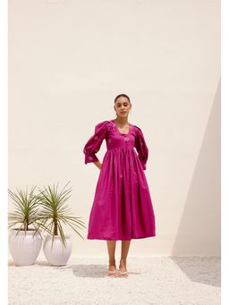 Shibui - Sienna Magenta Embroidered Square Neck Dress