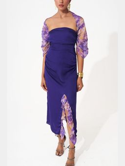 Western Era - Satin Dress with Organza Print Cape