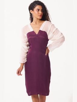 Western Era - Satin Dress with Ruchza Sleeved Organza
