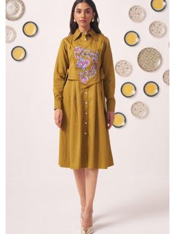 Western Era - Gold Overlap Chintz Embroidery Shirt Dress