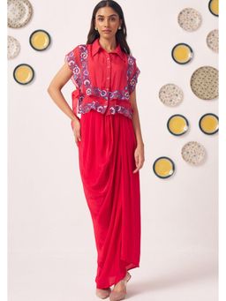 Western Era - Double Layered Embroidered Top and Draped Skirt