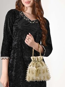 Lavie Signature - Women's Ely Paisley Embellished Medium Potli (M)