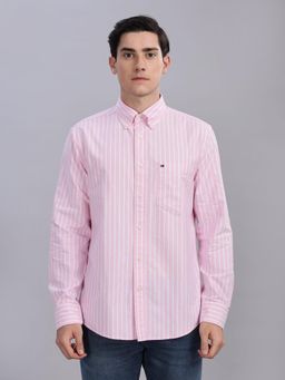 Tommy Hilfiger - Striped Regular-Fit Oxford Woven Shirt Pink