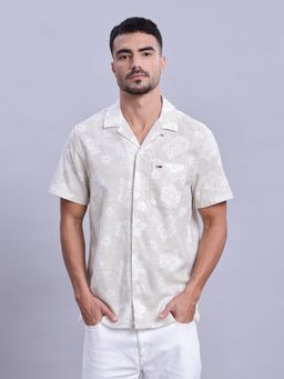 Tommy Hilfiger - Floral Regular-Fit Cotton Shirt Beige