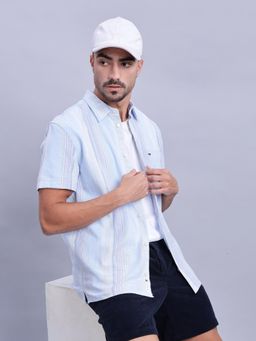Tommy Hilfiger - Striped Regular-Fit Cotton Shirt Blue