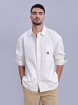 Tommy Hilfiger - Solid Oversized-Fit Cotton Shirt White