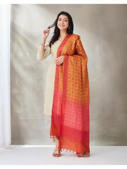 Fabindia - Pink Silk Geometric Dupatta
