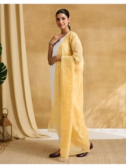 Fabindia - Women Yellow Cotton Chikankari Dupatta