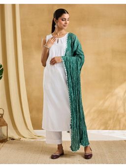 Fabindia - Turquoise Viscose Printed Dupatta