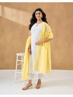 Fabindia - Womens Yellow Cotton Chikankari Dupatta