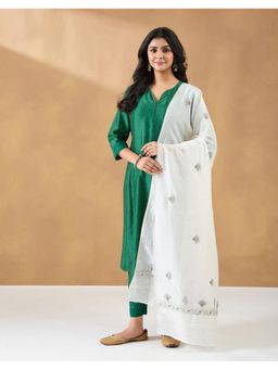 Fabindia - Off White Women Cotton Chikankari Dupatta