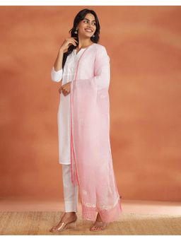 Fabindia - Women's Off White Cotton Chikankari Dupatta