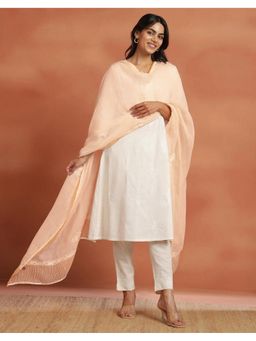 Fabindia - Women Off White Cotton Chikankari Dupatta